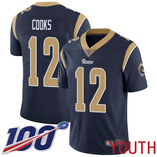 Los Angeles Rams Limited Navy Blue Youth Brandin Cooks Home Jersey NFL Football #12 100th Season Vapor Untouchable->->Youth Jersey